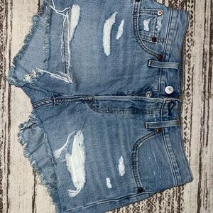 Levi's Distressed Light Blue Denim Cutoff Shorts